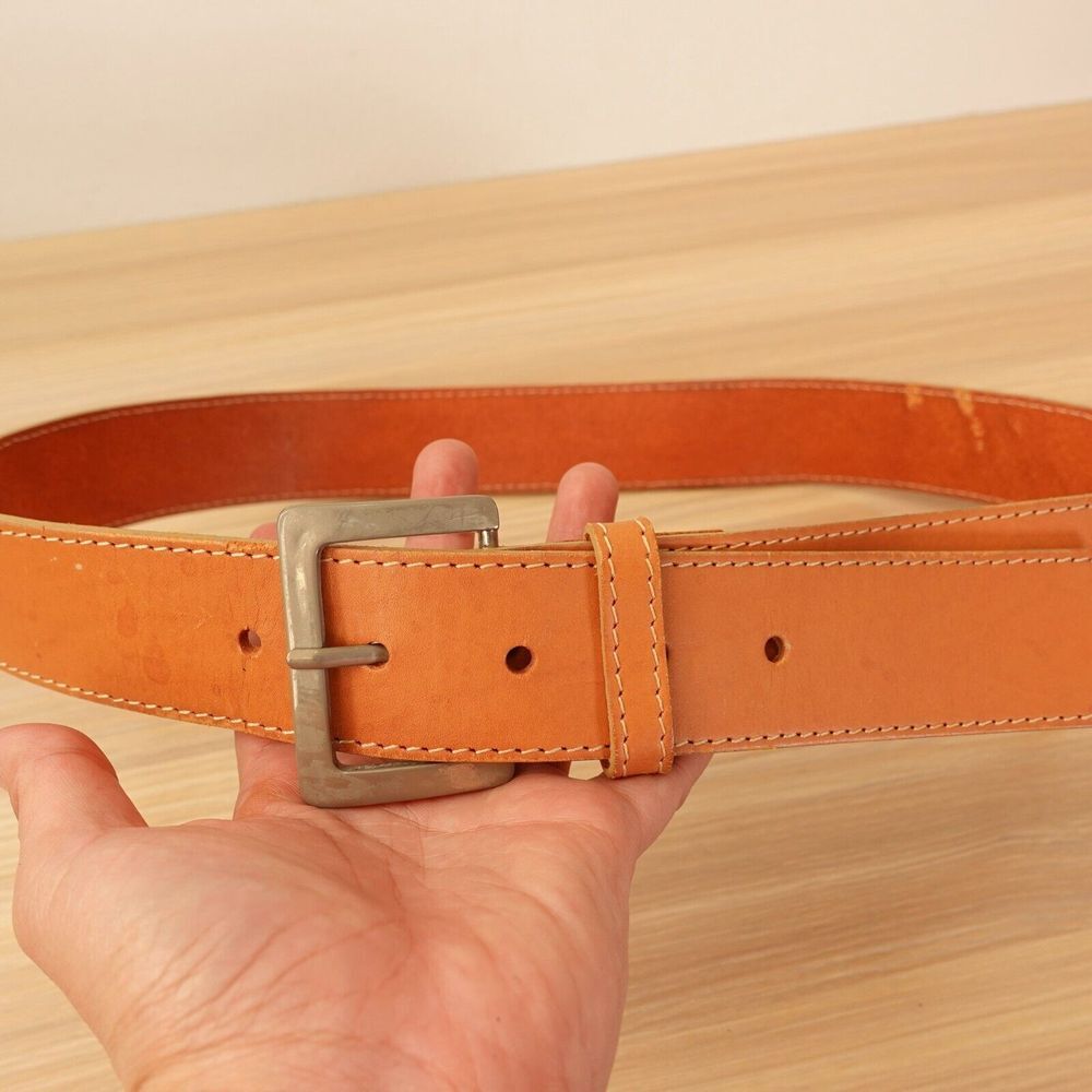 Brown Leather Belt Men 32 Basic Solid Stylish Pre… - image 3